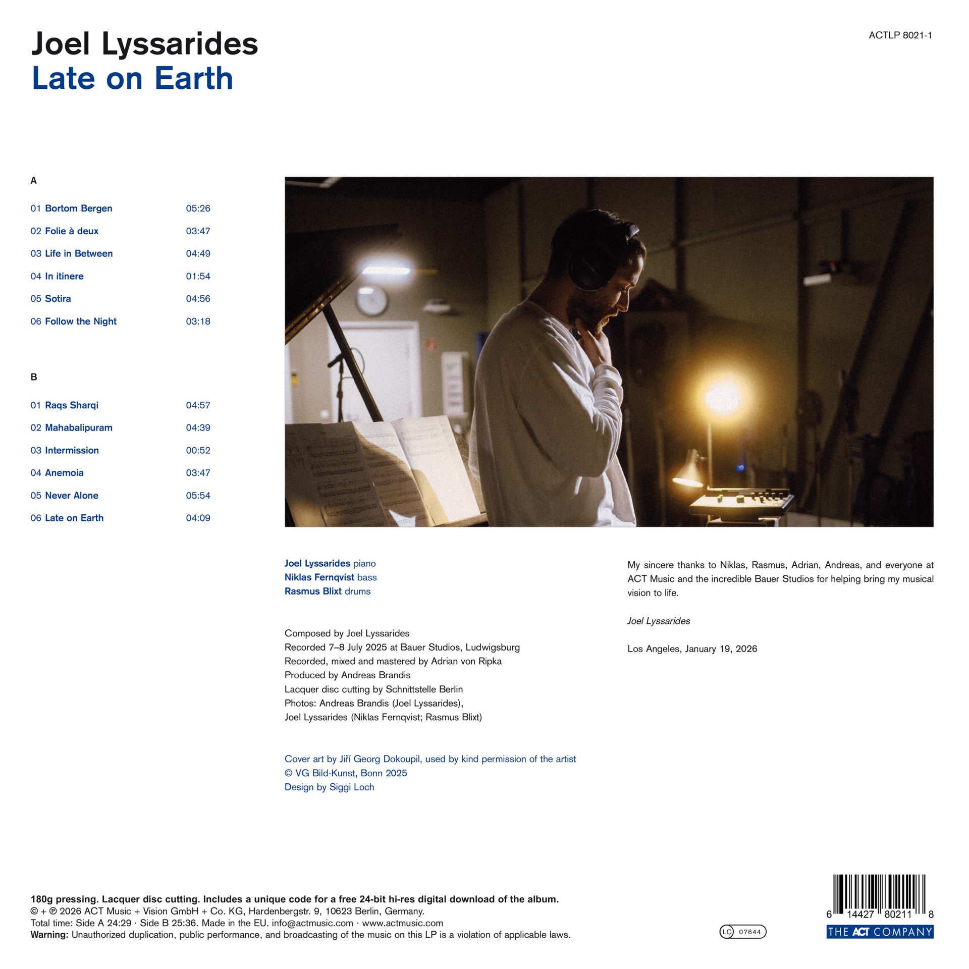 Joel Lyssarides - Late On Earth - Bild 3